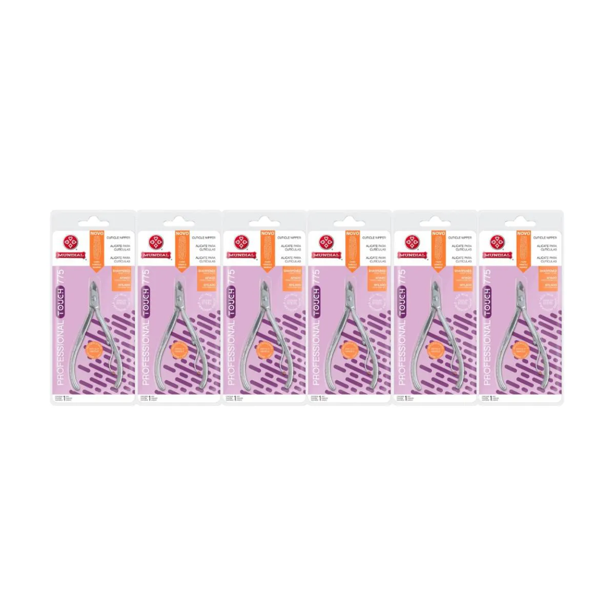 KIT 6 ALICATE CUTíCULA 775 TOUCH PROFISSIONAL UNHA MUNDIAL