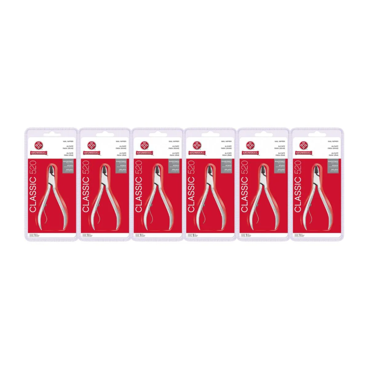 KIT 6 ALICATE DE CORTE UNHA 520 CLASSIC PROFISSIONAL MUNDIAL
