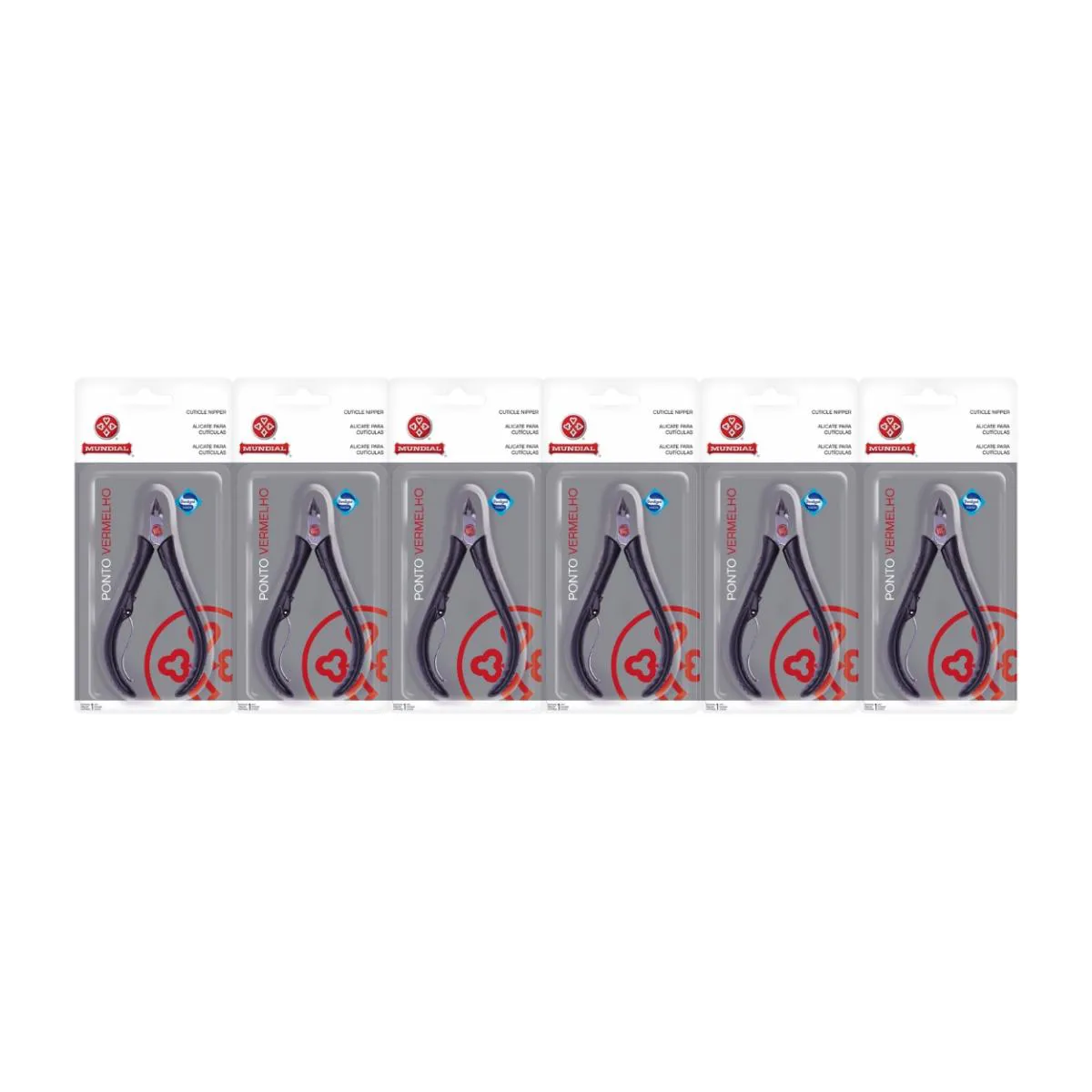 KIT 6 ALICATE DE CORTE UNHA CUTíCULA 171-PR VERMELHO MUNDIAL