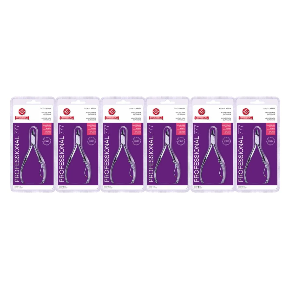 KIT 6 ALICATE DE CUTíCULA 777 INOX PROFISSIONAL UNHA MUNDIAL