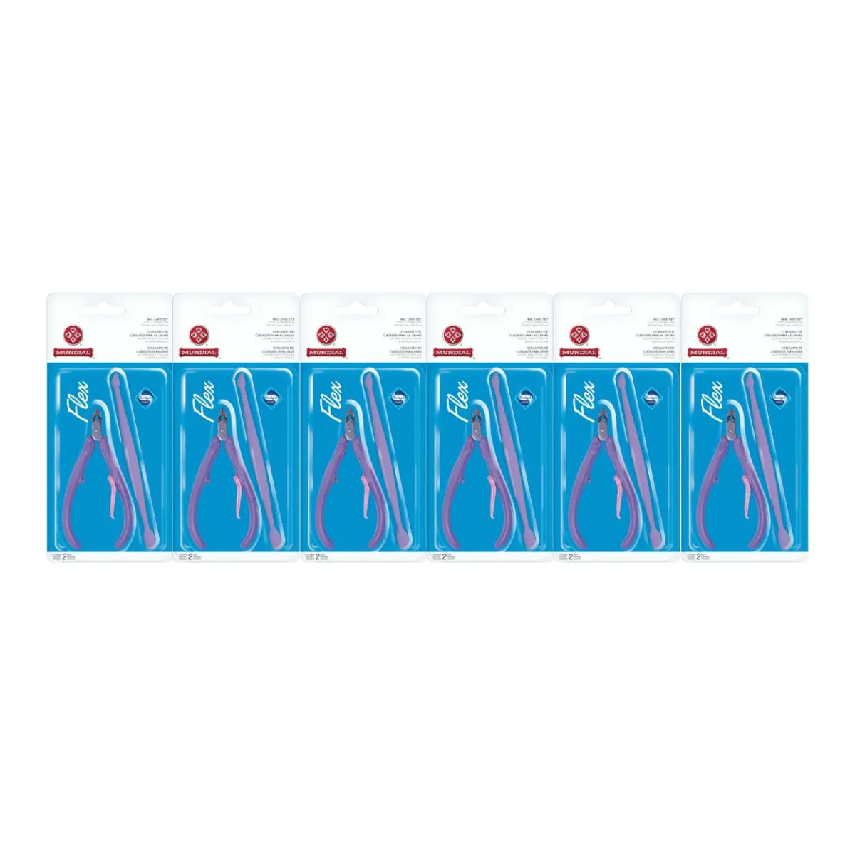 KIT 6 ALICATE DE CUTíCULA COM ESPáTULA FLEX 168-RL MUNDIAL
