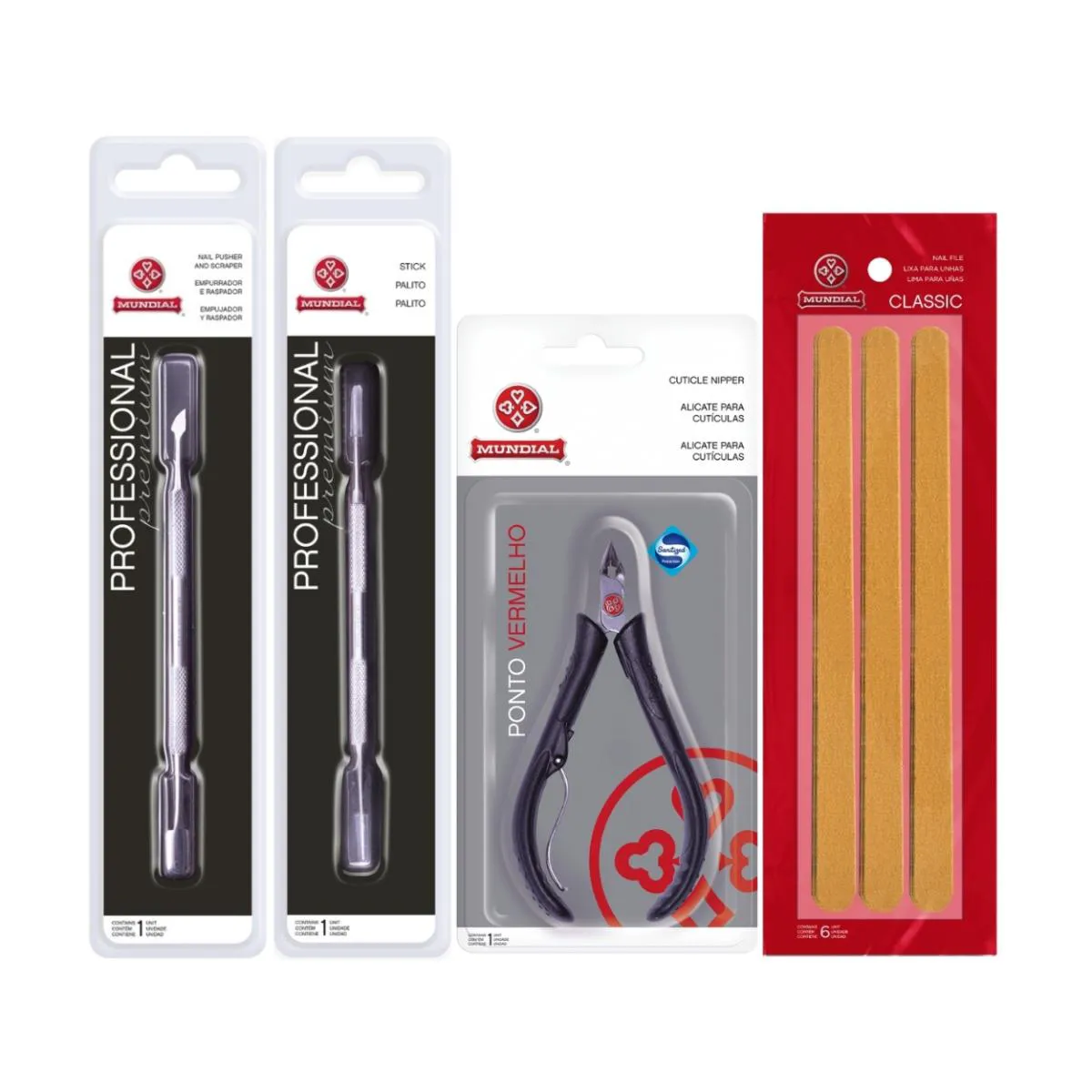 KIT ALICATE 171 PR PALITO ESPáTULA INOX 6 LIXAS UNHA MUNDIAL