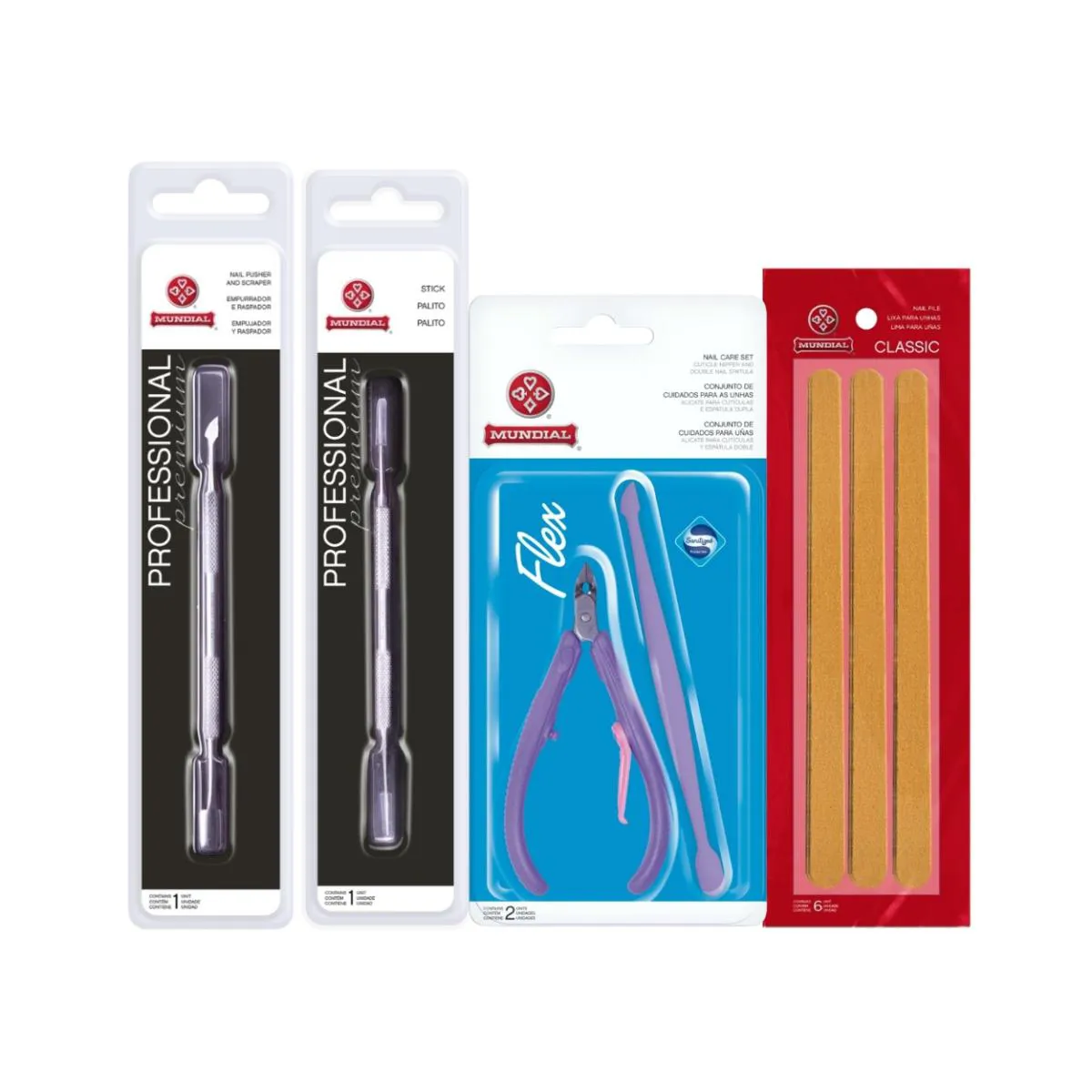 KIT ALICATE FLEX 168 PALITO E ESPáTULA INOX 6 LIXAS MUNDIAL