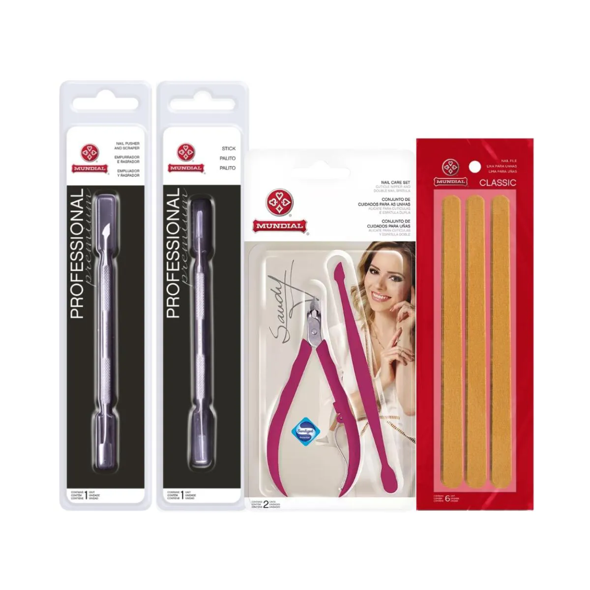 KIT ALICATE SANDY 756 PALITO E ESPáTULA INOX 6 LIXAS MUNDIAL