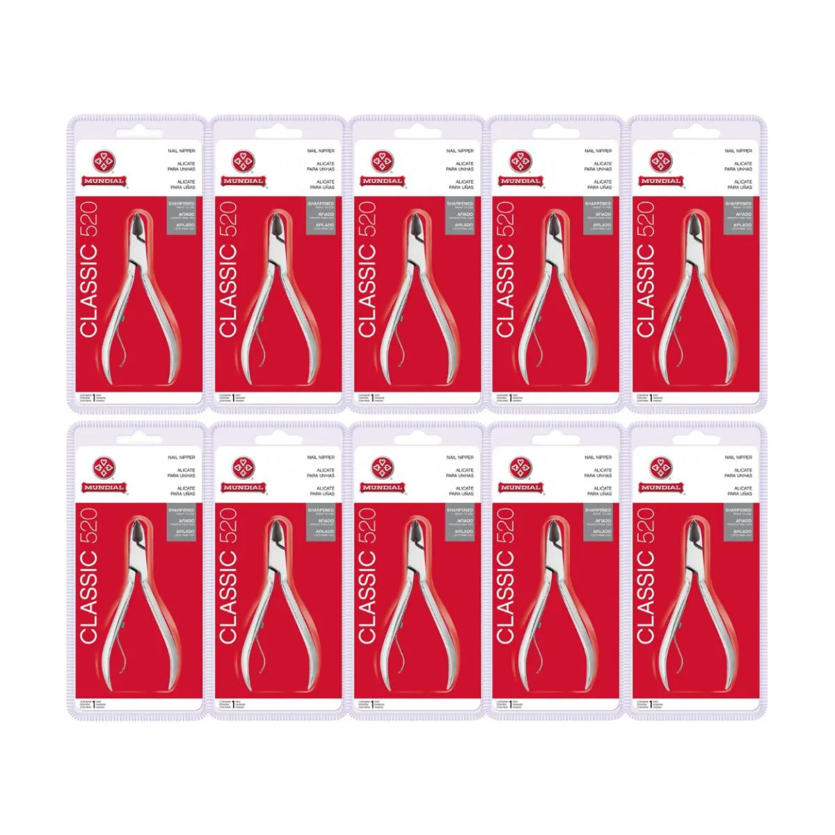 KIT 10 ALICATE CORTE UNHA 520 CLASSIC PROFISSIONAL MUNDIAL