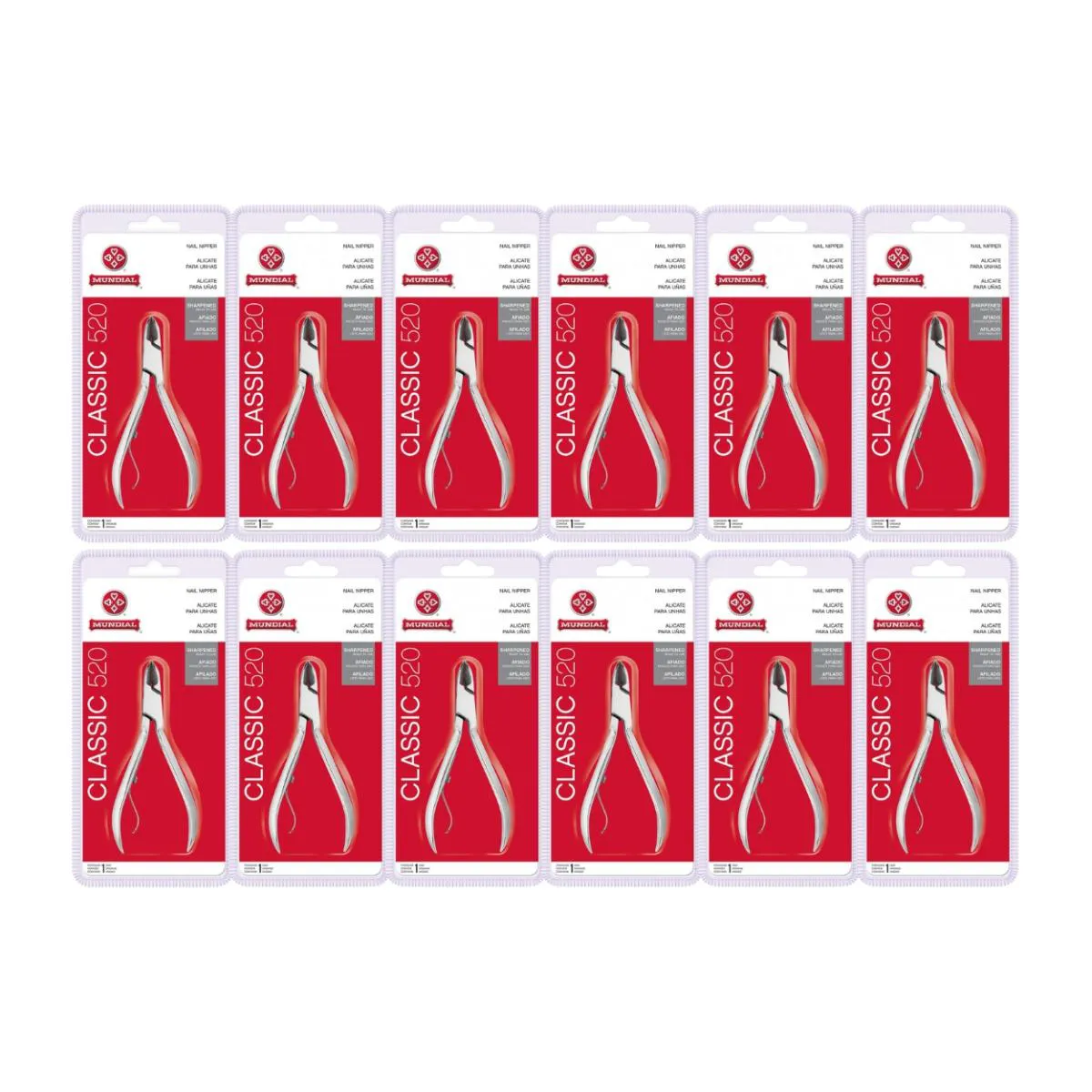 KIT 12 ALICATE CORTE UNHA 520 CLASSIC PROFISSIONAL MUNDIAL
