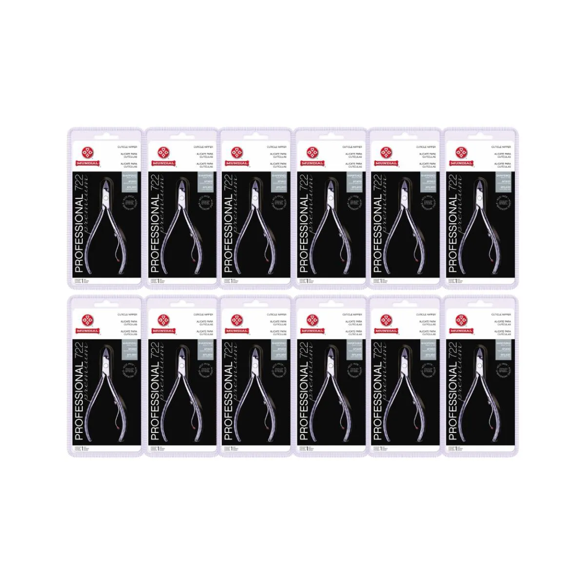 KIT 12 ALICATE DE CUTíCULA 722 PREMIUM PROFISSIONAL MUNDIAL
