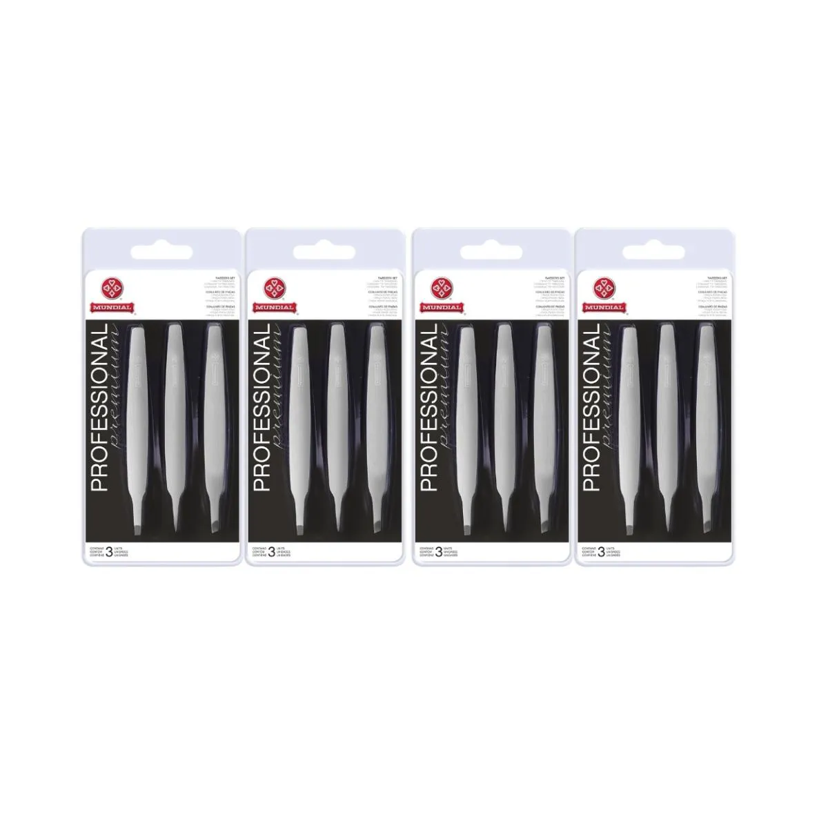 KIT 12 PINçAS DE SOBRANCELHA BC-394 PROFISSIONAL AçO MUNDIAL