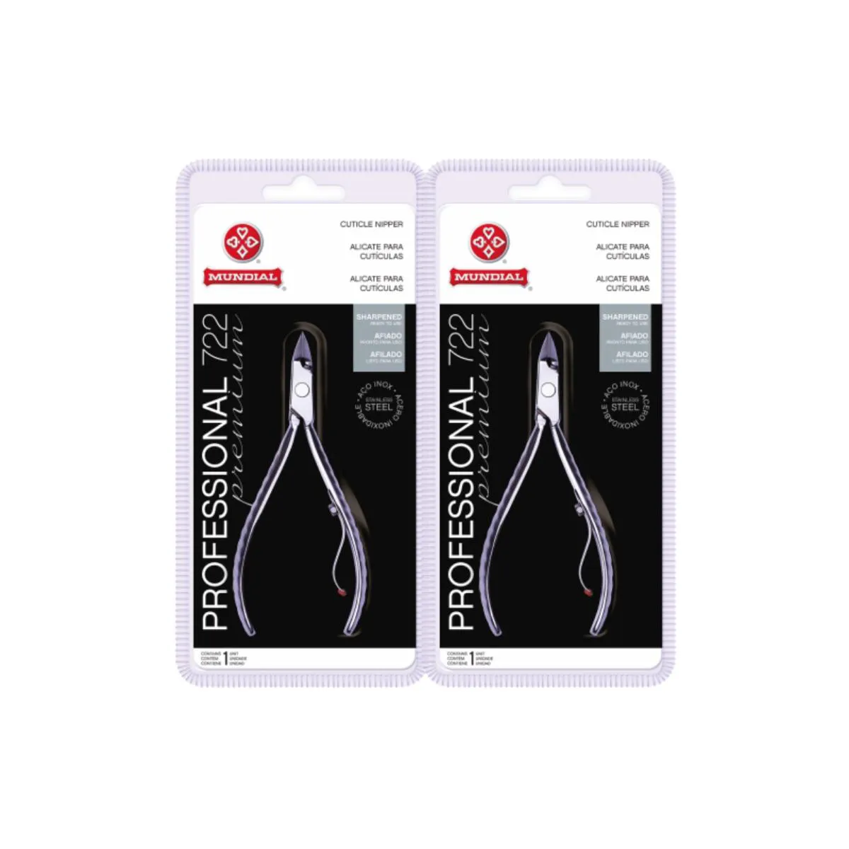 KIT 2 ALICATE DE CUTíCULA 722 PREMIUM PROFISSIONAL MUNDIAL