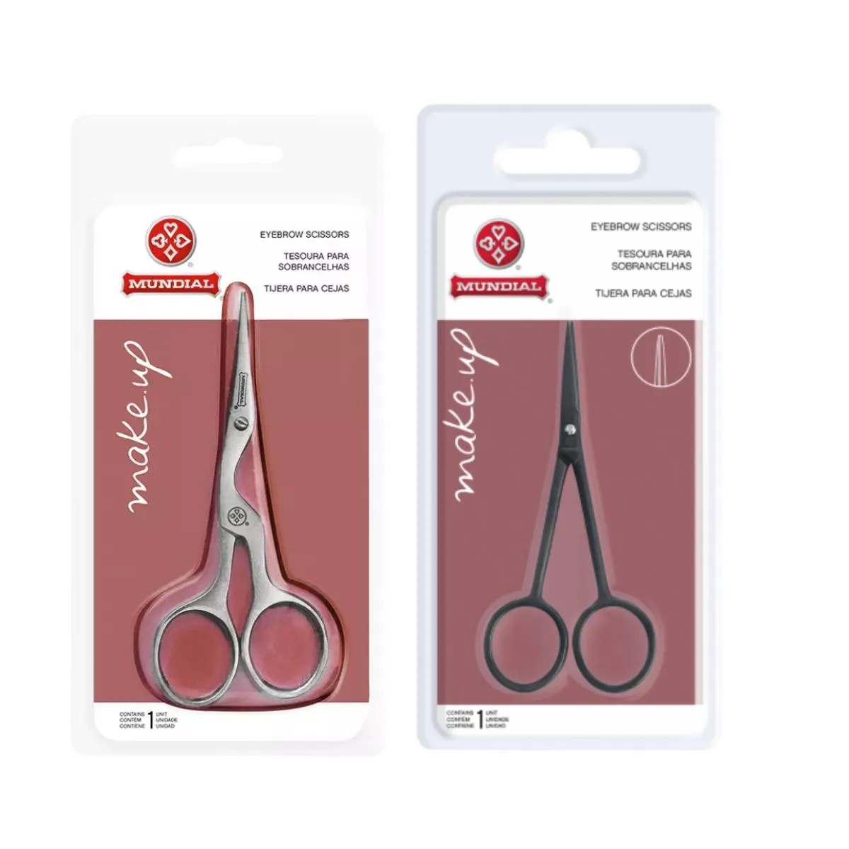 KIT 2 TESOURAS SOBRANCELHAS BC701 BC321 AçO MAKE UP MUNDIAL