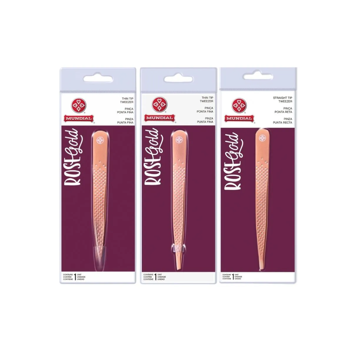 KIT 3 PINçAS SOBRANCELHA ROSE GOLD BC512 BC513 BC514 MUNDIAL