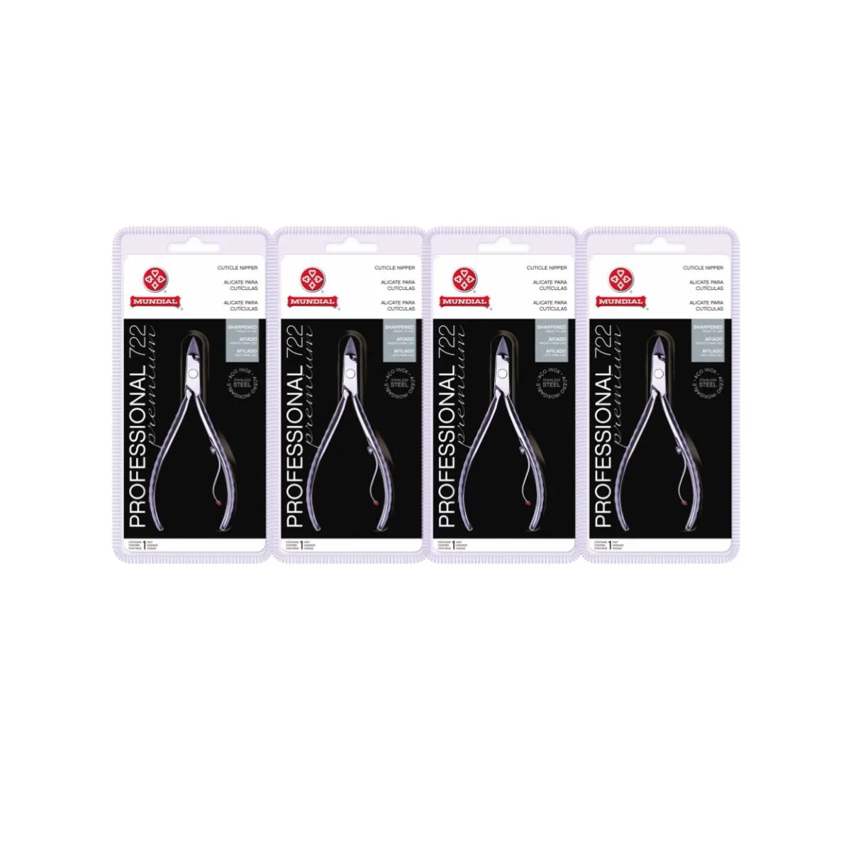 KIT 4 ALICATE DE CUTíCULA 722 PREMIUM PROFISSIONAL MUNDIAL