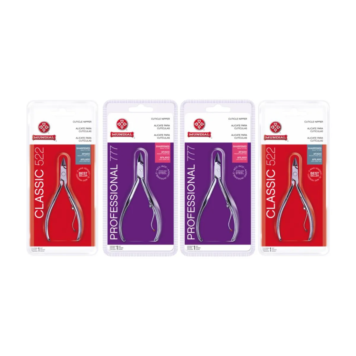KIT 4 ALICATES CUTíCULAS 777 522 PROFISSIONAL UNHA MUNDIAL