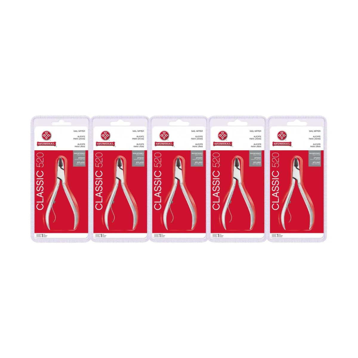 KIT 5 ALICATE DE CORTE UNHA 520 CLASSIC PROFISSIONAL MUNDIAL
