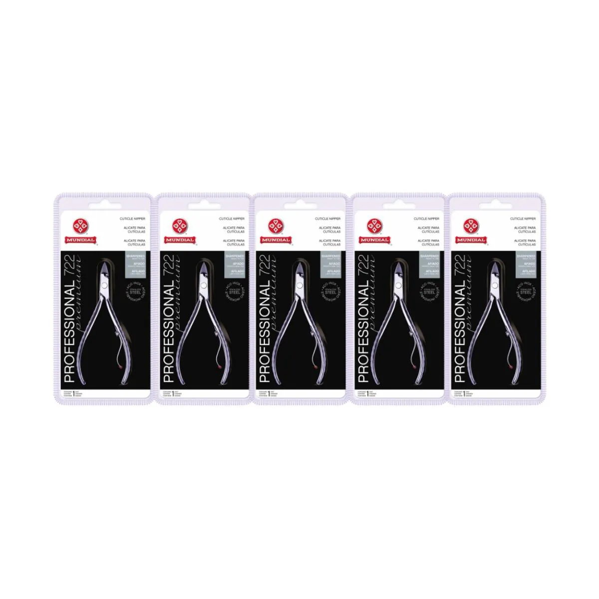 KIT 5 ALICATE DE CUTíCULA 722 PREMIUM PROFISSIONAL MUNDIAL