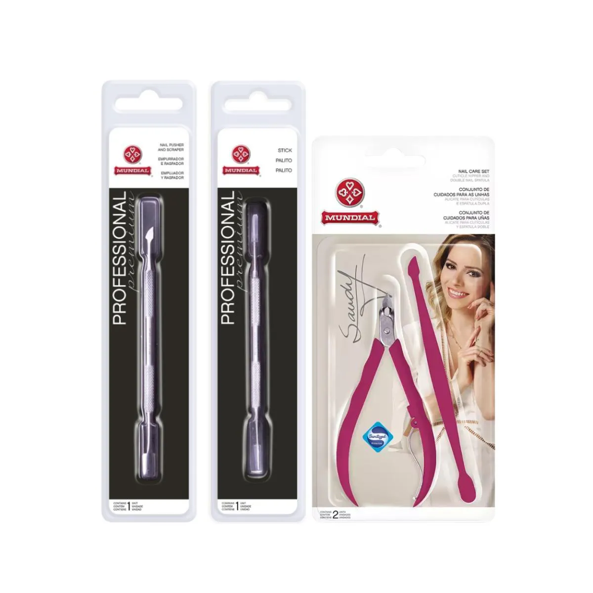 KIT ALICATE CUTíCULA SANDY 756-S PALITO E ESPáTULA MUNDIAL