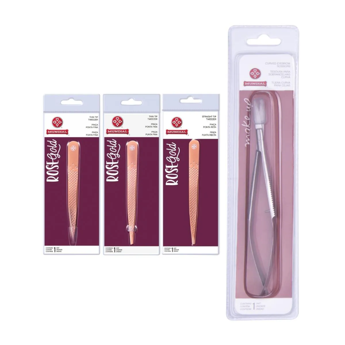 KIT TESOURA BC702 E 3 PINçAS ROSE GOLD SOBRANCELHAS MUNDIAL