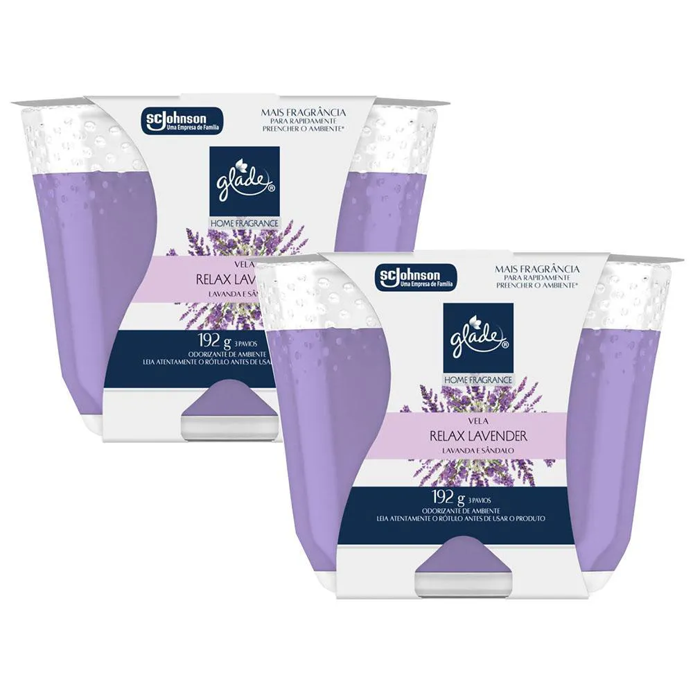 KIT 2 VELA PERFUMADA RELAX LAVENDER GLADE HOME FRAGRANCE 192G CADA