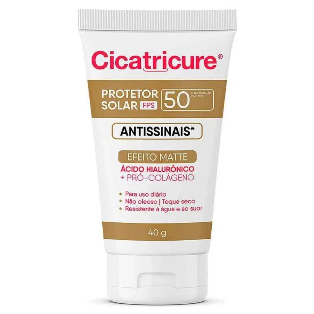 PROTETOR SOLAR CICATRICURE ANTISSINAIS FPS 50 EFEITO MATTE COM 40G