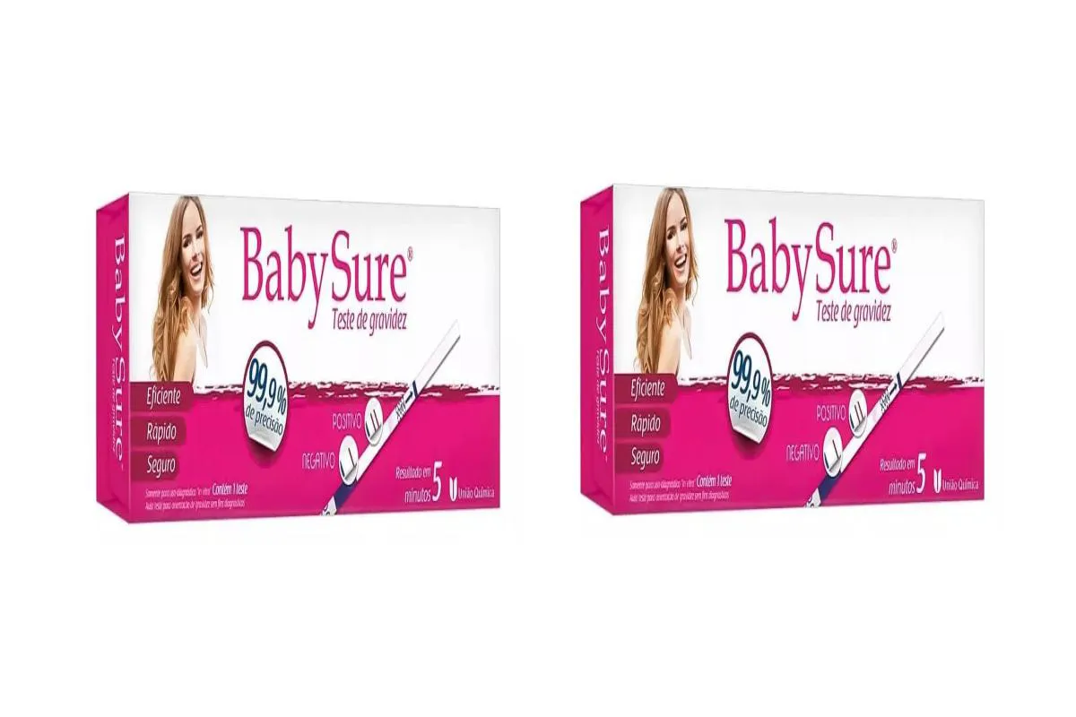 KIT 2 TESTE DE GRAVIDEZ BABY SURE ALTA PRECISãO 99,9% RáPIDO