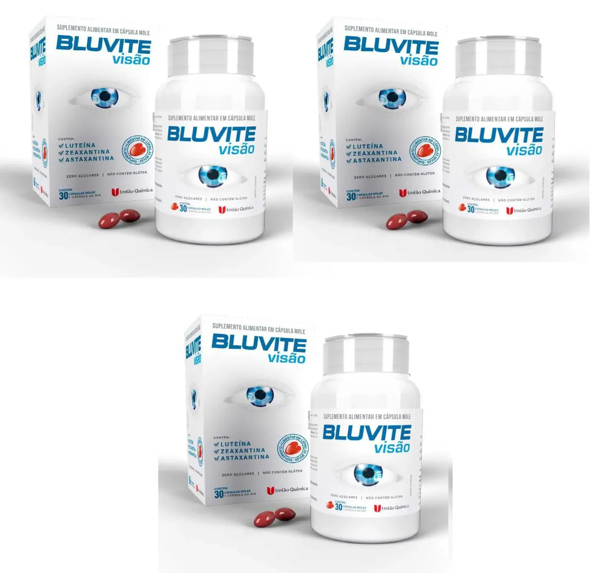 KIT 3 SUPLEMENTO BLUVITE VISãO LUTEíNA ZEAXANTINA 30CPS