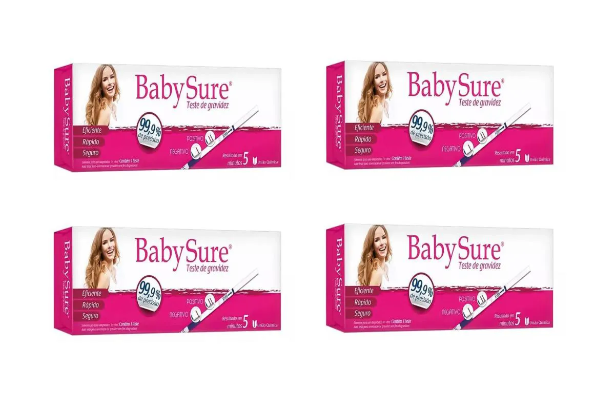 KIT 4 TESTE DE GRAVIDEZ BABY SURE ALTA PRECISãO 99,9% RáPIDO