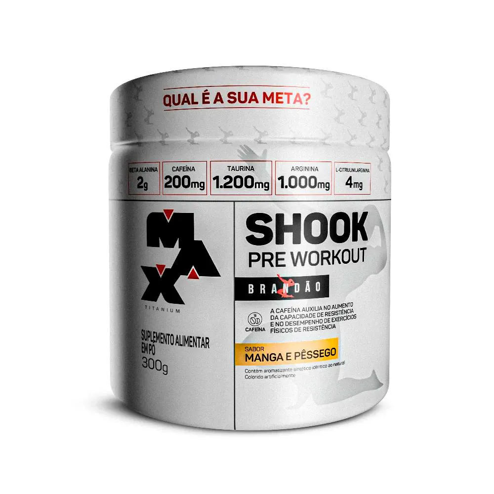 PRÉ-TREINO SHOOK LINHA RAFAEL BRANDÃO POTE 300G SABOR MANGA E PÊSSEGO