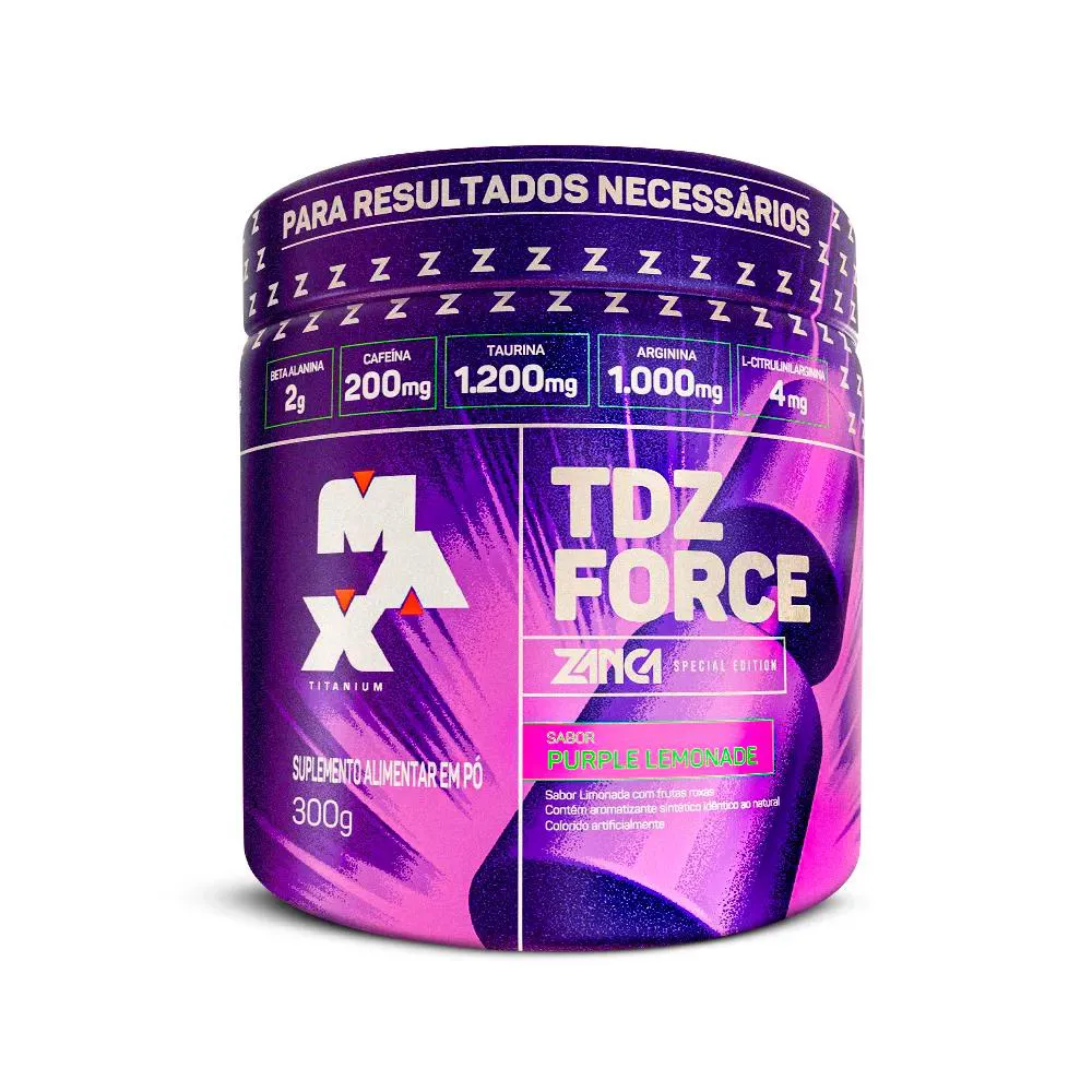 PRÉ-TREINO TDZ FORCE - LINHA ZANCANELLI POTE 300G SABOR PURPLE LEMONADE