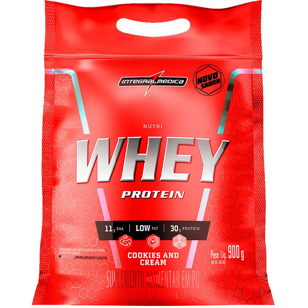 NUTRIWHEY  900G REFIL SABOR COOKIES (AUXILIA NO GANHO DE MASSA MUSCULAR) - INTEGRALMEDICA