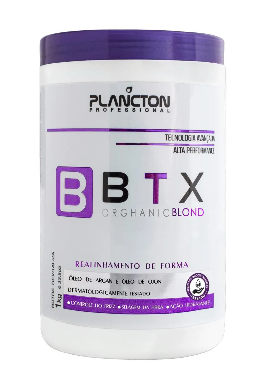 BOTOX CAPILAR ORGâNICO- BTX BLOND - REDUçãO DE VOLUME SEM FORMOL PLANCTON PROFISSIONAL - 1KG