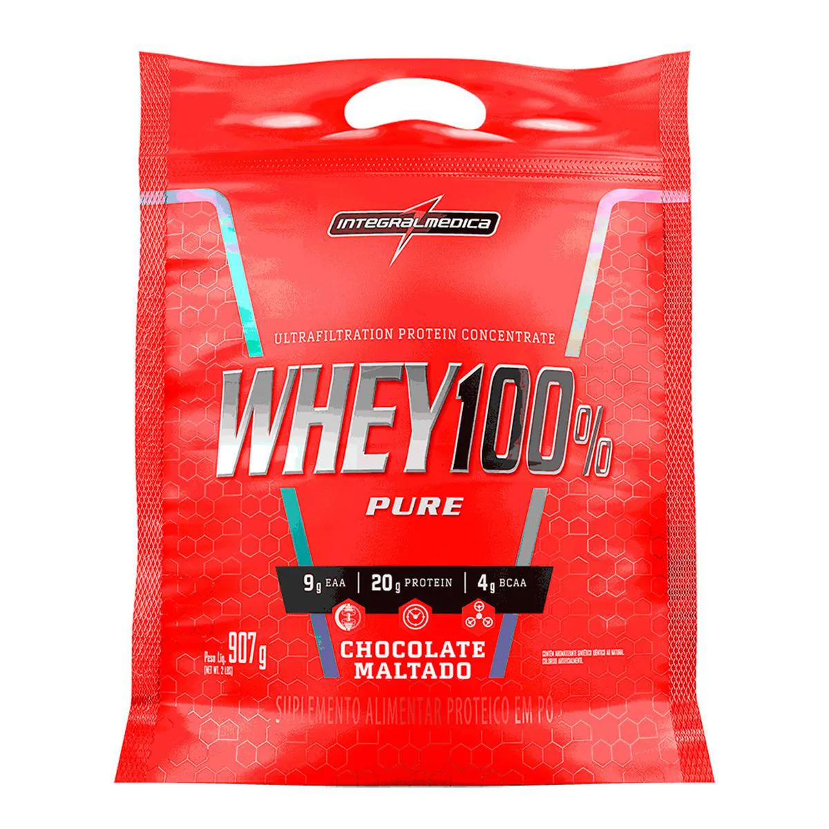 WHEY 100% PURE CHOCOLATE MALTADO 907G REFIL - INTEGRALMEDICA