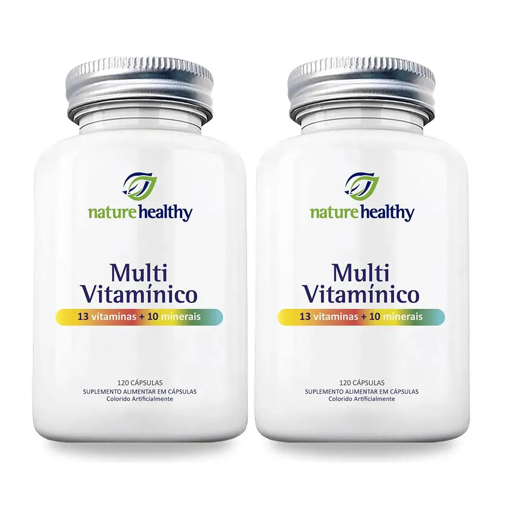 KIT - 2 UN SUPLEMENTO ALIMENTAR NATURE HEALTHY MULTIVITAMíNICO - 13 VITAMINAS + 10 MINERAIS - 120 CAPS