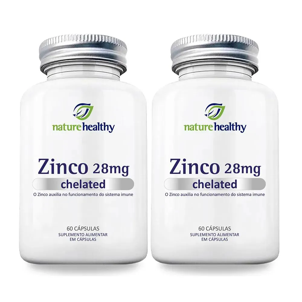 KIT - 2 UN SUPLEMENTO ALIMENTAR NATURE HEALTHY ZINCO QUELATO 28MG - 60 CAPS