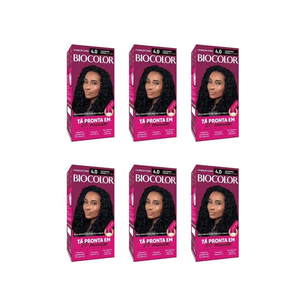 COLORAçAO BIOCOLOR CREME 4.0 CASTANHO MEDIO-KIT C/6UN