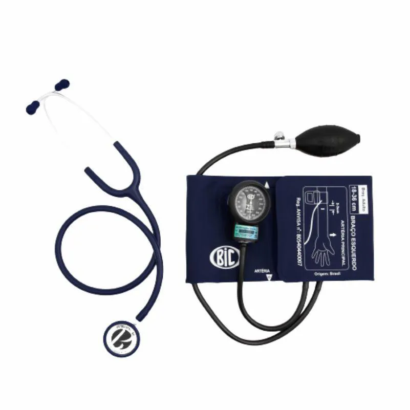 KIT CONJUNTO ESTETOSCóPIO + ESFIGMOMANôMETRO ADULTO CINZA - NEW INNOVA PLUS BIC CJ0950