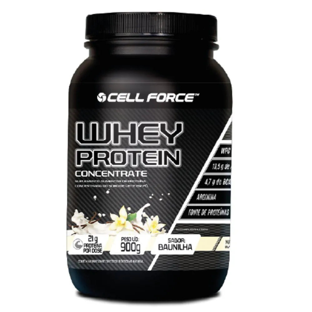 WHEY PROTEIN CONCENTRADO ARGININA 900G BAUNILHA - CELL FORCE