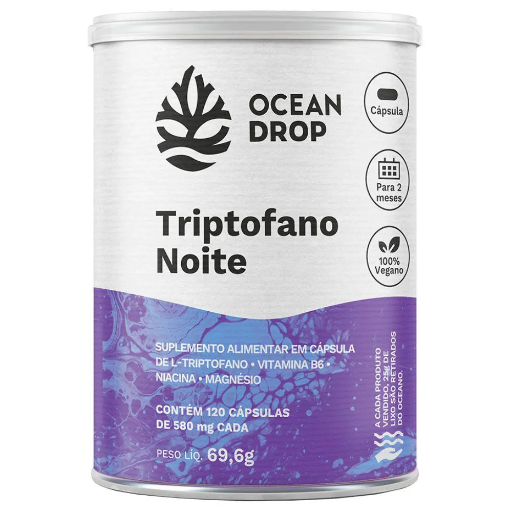TRIPTOFANO NOITE VITAMINA B6 120 CAPS 580 MG - OCEAN DROP
