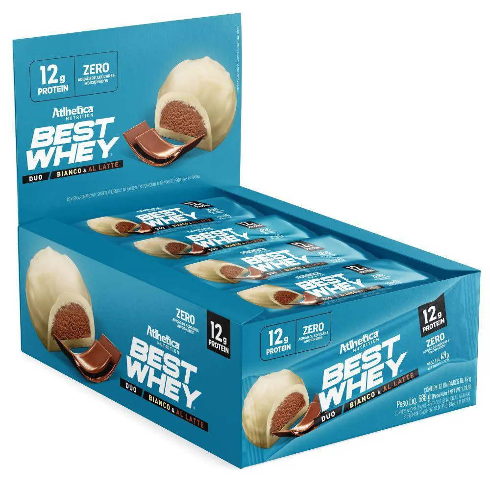 BEST WHEY BAR 12G PROTEINA 12UN BRANCO AO LEITE - ATLHETICA