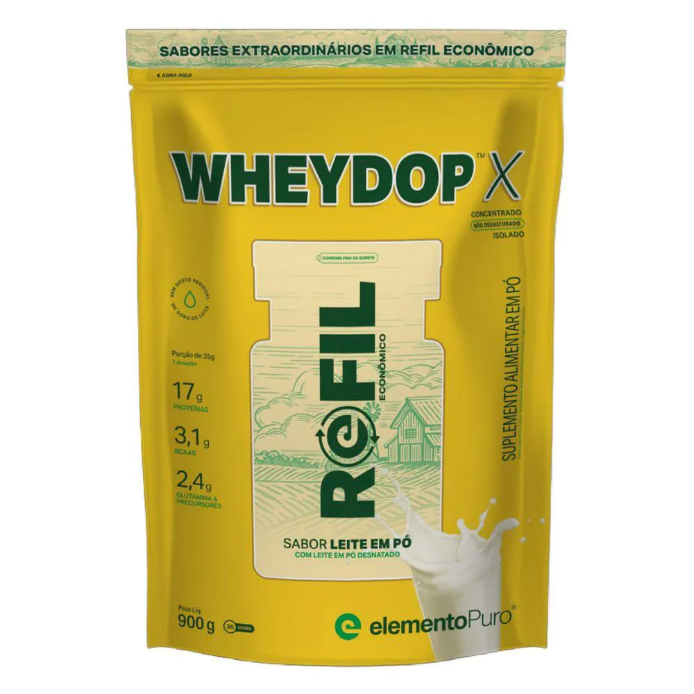 WHEYDOP X WHEY ISOLADO 900G LEITE EM PO REFIL ELEMENTO PURO
