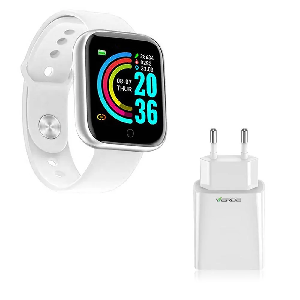 KIT 1 RELóGIO SMARTWATCH D13 PRO PLUS BRANCO ESPORTIVO ANDROID IOS + 1 BASE DE CARREGADOR