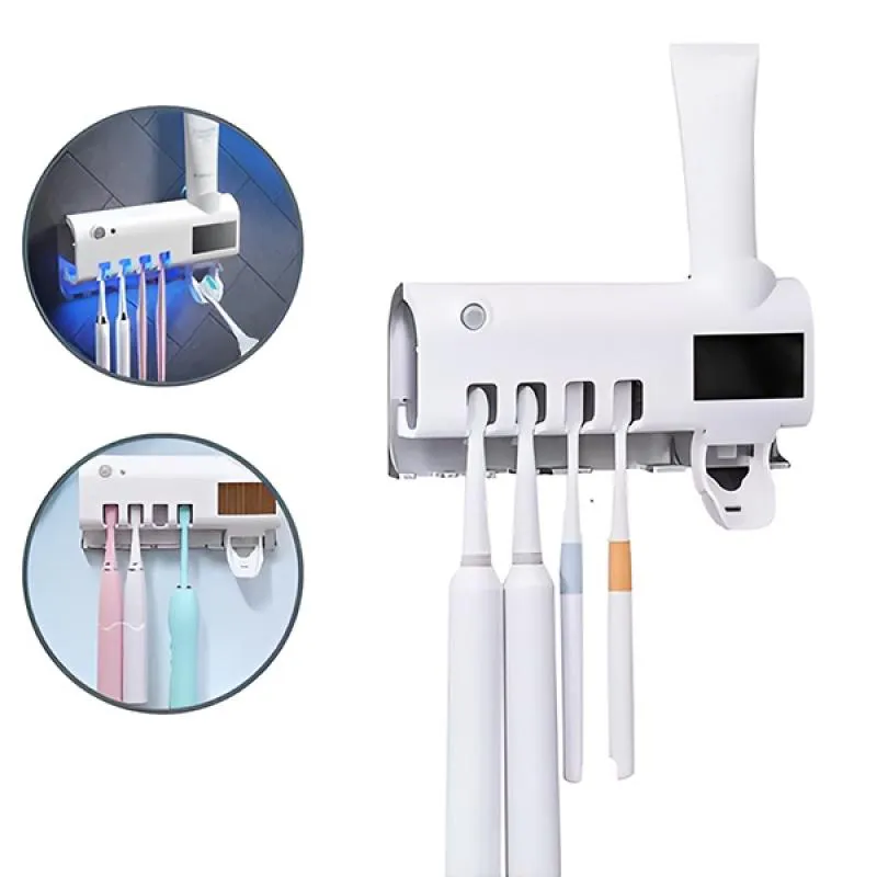 PORTA ESCOVA DE DENTE COM ESTERILIZADOR UV E APLICADOR AUTOMáTICO DE PASTA DENTAL RECARREGáVEL