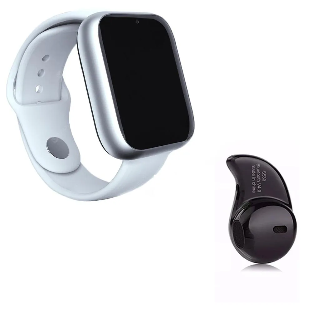 KIT 1 RELóGIO SMARTWATCH Z6 BRANCO + 1 MINI FONE BLUETOOTH PRETO