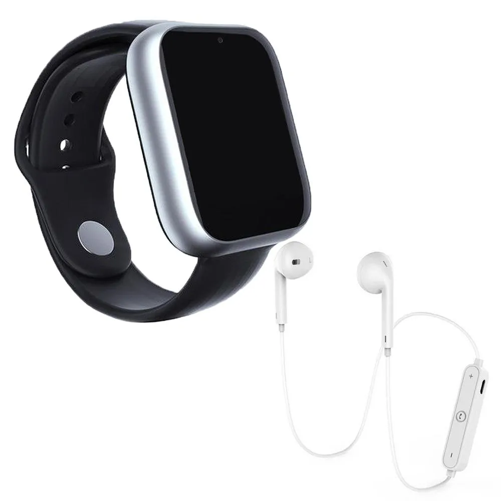 KIT 1 RELóGIO SMARTWATCH Z6 PRATA + 1 FONE BLUETOOH ORIGINAL BRANCO