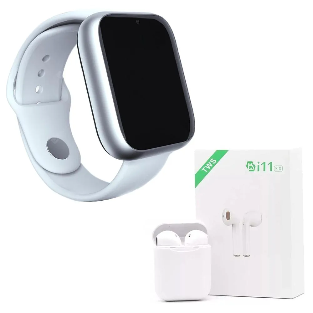 KIT 1 RELóGIO SMARTWATCH A1 PRO PLUS BRANCO + 1 FONE BLUETOOTH I11 TWS BRANCO