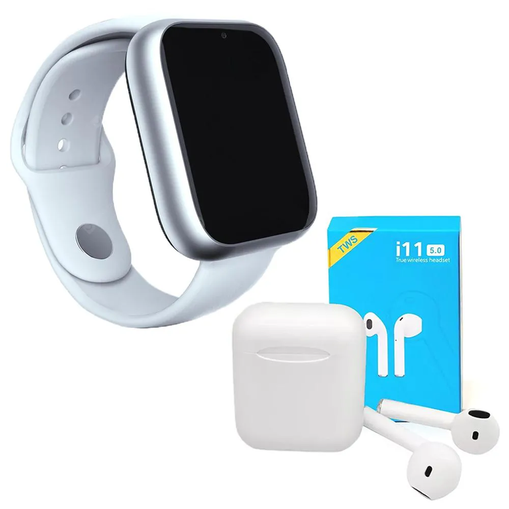 KIT 1 RELóGIO SMARTWATCH A1 PRO PLUS BRANCO + 1 FONE BLUETOOTH I11 PRO TWS