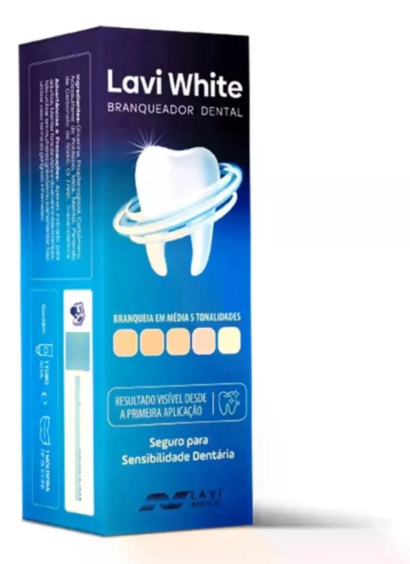 BRANQUEADOR CLAREADOR DENTAL LAVI WHITE GEL + MOLDEIRA