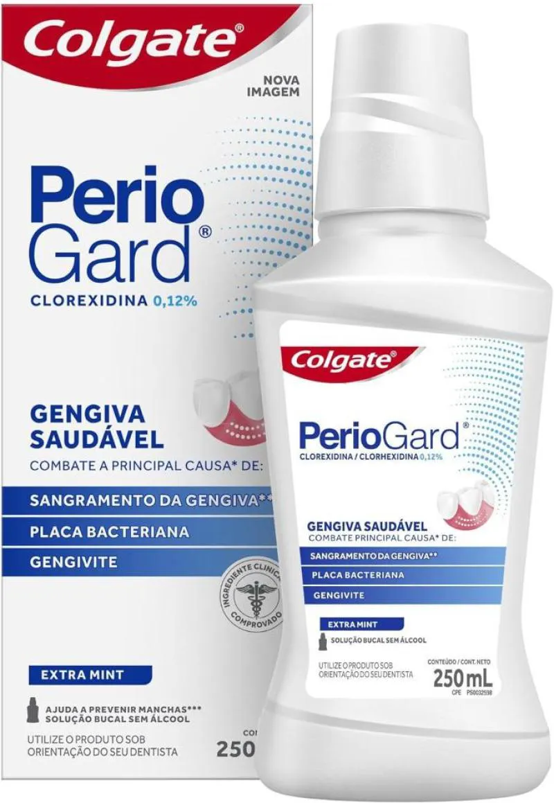 ENXAGUANTE BUCAL COLGATE PERIOGARD SEM ÁLCOOL SABOR EXTRA MINT - 250ML