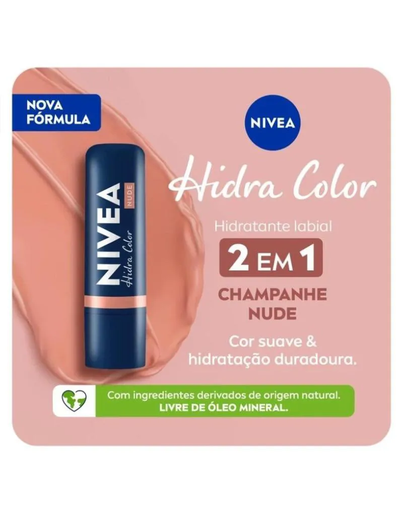 HIDRATANTE LABIAL NIVEA HIDRA COLOR NUDE 4,8G