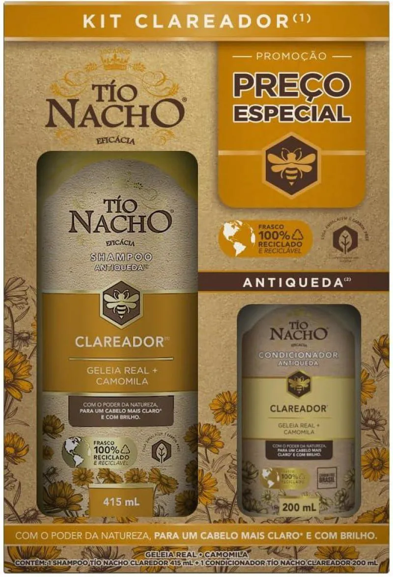 KIT TIO NACHO ANTIQUEDA CLAREADOR SHAMPOO 415ML + CONDICIONADOR 200ML