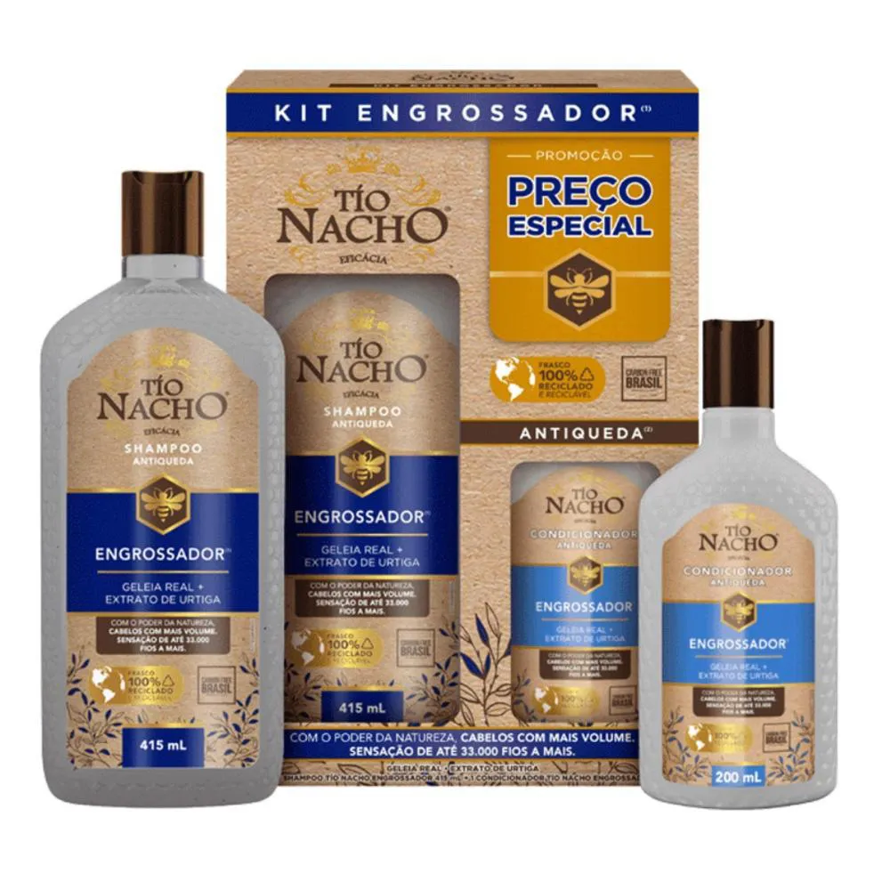 KIT TIO NACHO ENGROSSADOR E ANTIQUEDA SHAMPOO 415ML + CONDICIONADOR 200ML